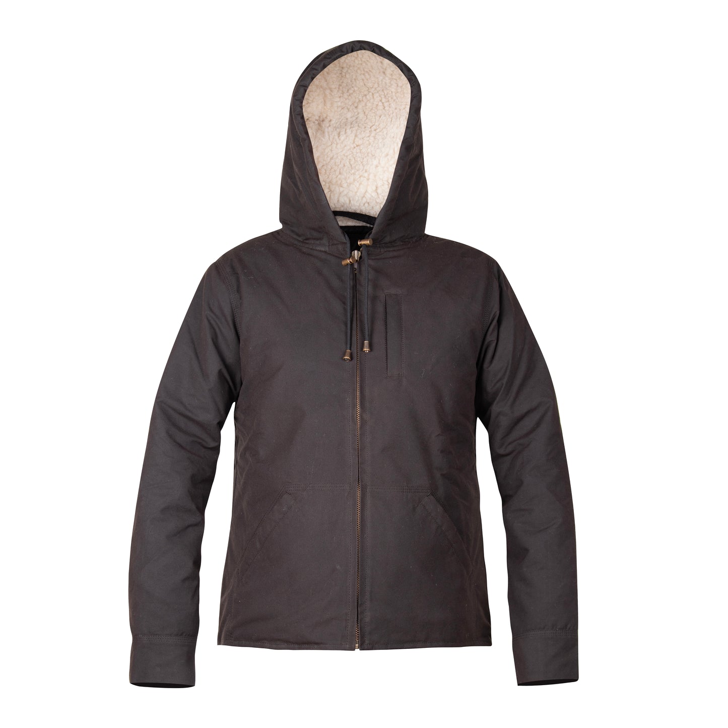 men's waxed canvas jacket hooded waterproof durable outdoor jacket with sherpa lining