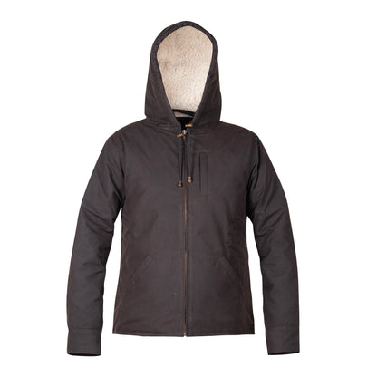 men's waxed canvas jacket hooded waterproof durable outdoor jacket with sherpa lining