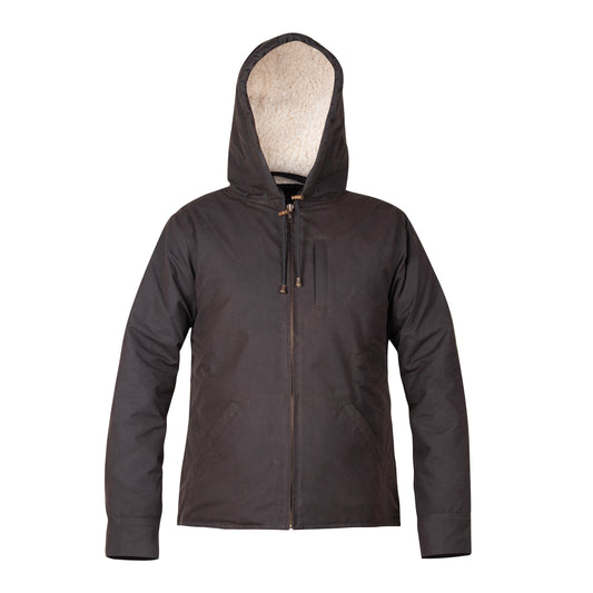 men's waxed canvas jacket hooded waterproof durable outdoor jacket with sherpa lining