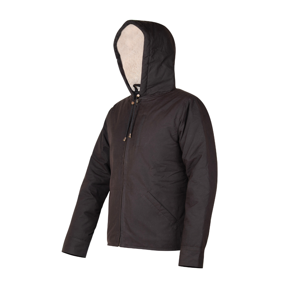hooded waxed cotton vest waterproof outdoor jacket front