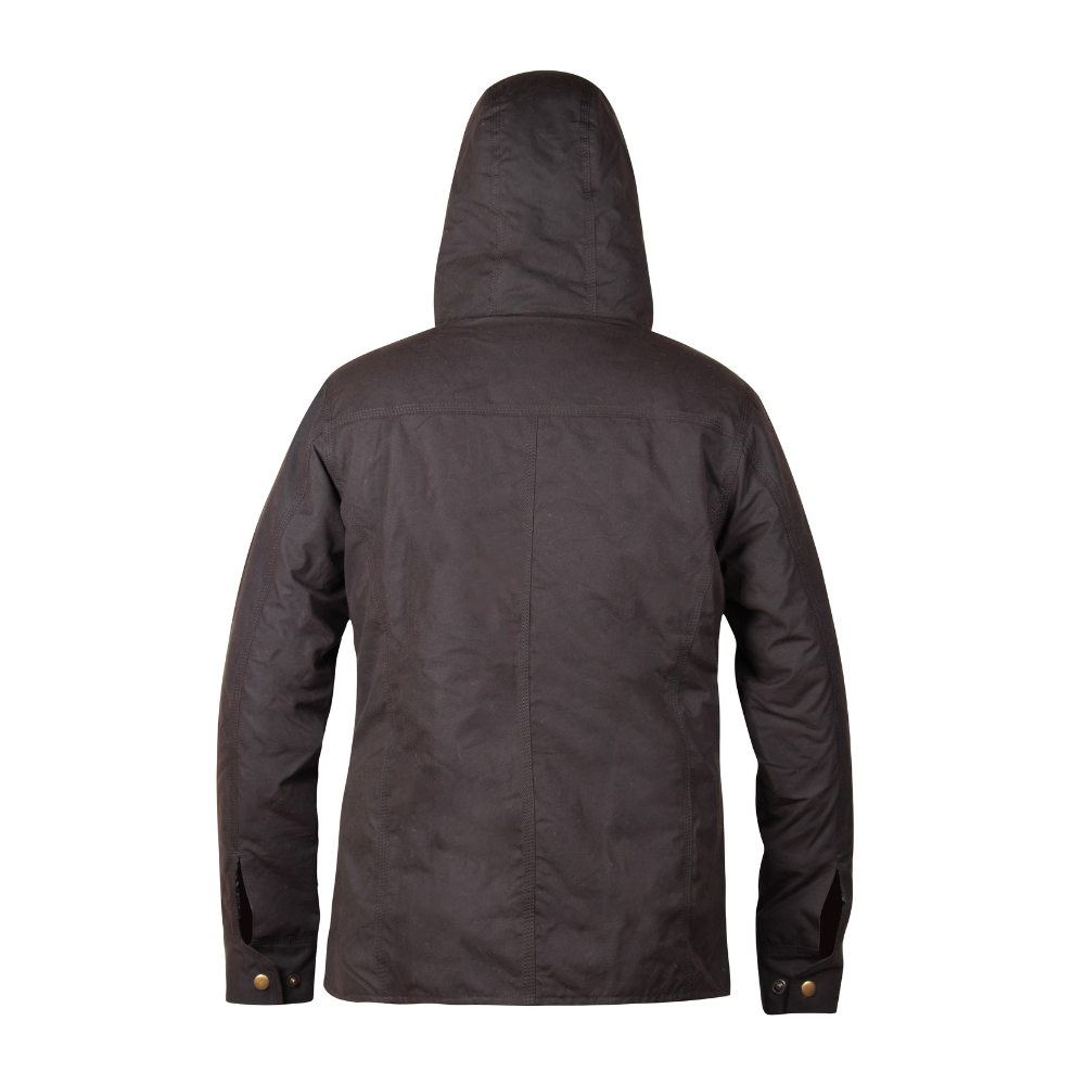 men's oilskin jacket back view waterproof waxed canvas durable outdoor jacket