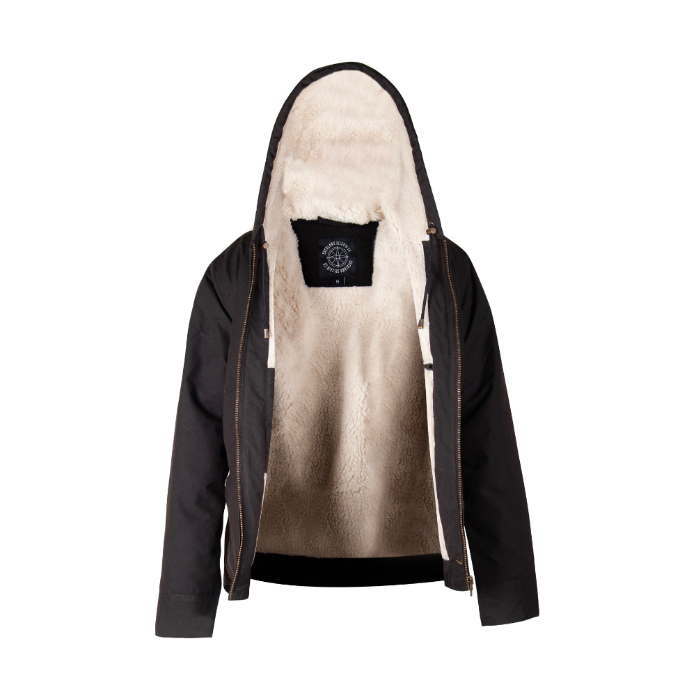 waxed canvas jacket with sherpa lining hooded waterproof durable outdoor jacket