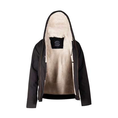 waxed canvas jacket with sherpa lining hooded waterproof durable outdoor jacket