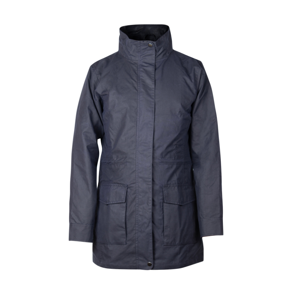 women's waxed cotton jacket high collar waterproof durable outdoor jacket front