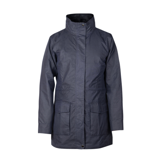 women's waxed cotton jacket high collar waterproof durable outdoor jacket front